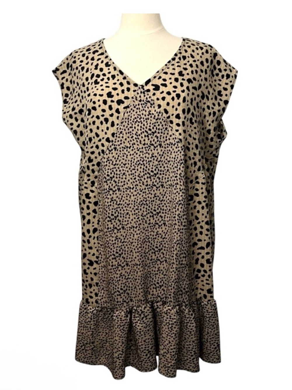 Jade By Jane Animal Leopard Print V-Neck Mini Dress Size 1X